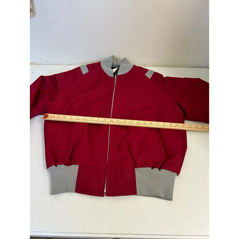 Vintage Quality Outerwear Bomber Jacket, Red Grey Fur Lined, Retro‎ Style